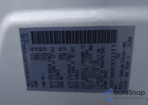 2023 Nissan Rogue Sv Intelligent Awd z USA, uszkodzony, nr VIN 5N1BT3BB0PC933353